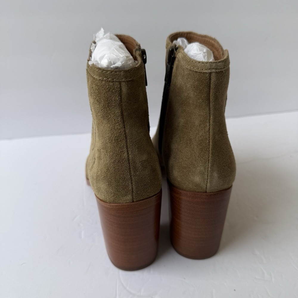 Frye Danica Women's Size 9M Peep Toe Ankle Booties Sand Suede Block Heel Shoes - Picture 5 of 8